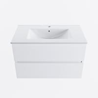 MONDIAZ VICA 80cm badmeubel onderkast Talc 2 lades. Wastafel DENIA midden 1 kraangat, kleur Glanzend Wit. - thumbnail