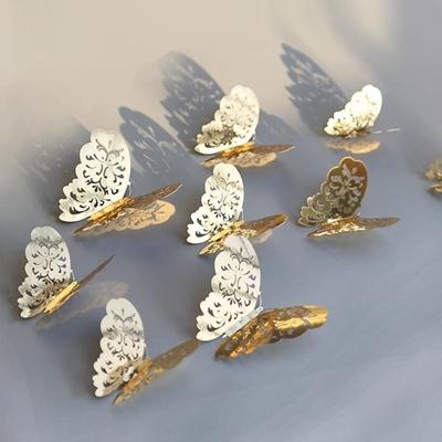 3D Wallpaper Home Decoratie holle vlinder koelkast Muurstickers (holle vlinder een type goud)