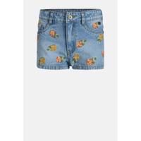 Jill & Mitch by Shoeby gebloemde jeans short Noon light denim - thumbnail