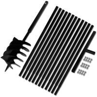 VidaXL Grondboor met handvat 200 mm en verlengstukken 13 m (staal) - thumbnail