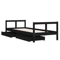 Kinderbedframe 80x200 cm massief grenenhout zwart - thumbnail