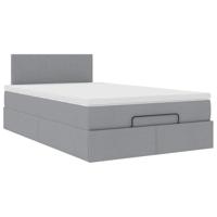 Ottoman bed met matras en LED's 120x200 cm stof lichtgrijs - thumbnail