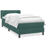 Boxspring met matras fluweel donkergroen 90x210 cm - thumbnail
