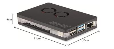 Joy-it RB-CaseP4+03 SBC-behuizing Geschikt voor serie: Raspberry Pi® Incl. actieve koeler, Met magneetsluiting Transparant