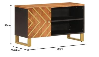 Tv-meubel 80x31,5x46 cm massief mangohout bruin en zwart