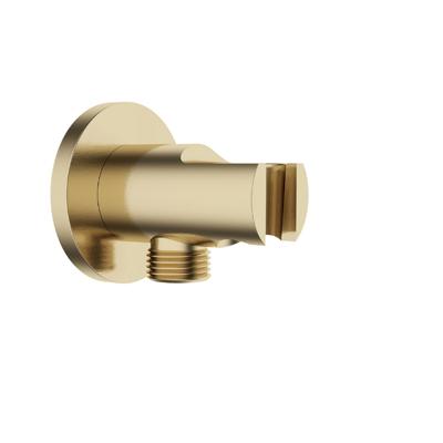 Wiesbaden Wandaansluitbocht Nala Met Handdouchehouder Rond 1/2" Geborsteld Messing