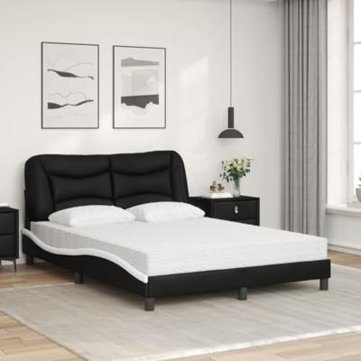 Bed met matras kunstleer zwart en wit 120x200 cm