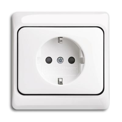 Wandcontactdoos 1-voudig met randaarde inbouw studiowit