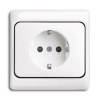 Wandcontactdoos 1-voudig met randaarde inbouw studiowit - thumbnail