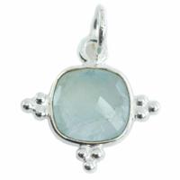 Edelsteen Hanger Aquamarijn Vierkant - Zilver - 8 mm - thumbnail