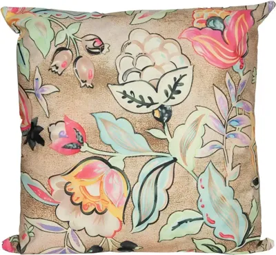 Anna's Collection buitenkussen bloemen 45x45cm groen