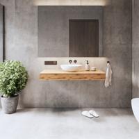 Wastafelblad Gliss Design Topdek 100x46 cm Ruw Natuur Incl. 2 Ophangbeugels - thumbnail