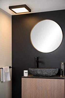 Lucide BRICE-LED - Plafonnière Badkamer - LED Dimb. - 1x30W 3000K - IP44 - Zwart