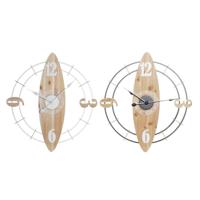 Muurklok DKD Home Decor Wit Natuurlijk Ijzer Hout MDF 61 x 4,5 x 66 cm (2 Stuks) - thumbnail