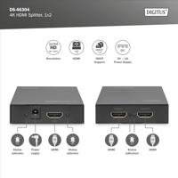 Digitus DS-46304 2 poorten HDMI-splitter 3D-weergave mogelijk, Met metalen behuizing 4096 x 2160 Pixel Zwart - thumbnail