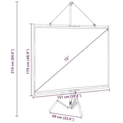 VidaXL Projectiescherm met statief 72 inch 4:3 VidaXL Projectiescherm met statief 72 inch 4:3