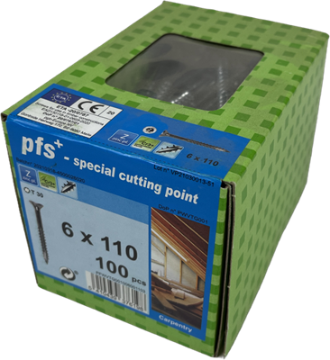 Pgb-Europe pfs+ | spaanplaatschroef pfs+ vzk-t ø 6x110 zn | 100 st - pfwvtg001006001103 Pgb-Europe pfs+ | spaanplaatschroef pfs+ vzk-t ø 6x110 zn | 100 st - pfwvtg001006001103