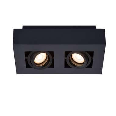 Lucide XIRAX - Plafondspot - LED Dim to warm - GU10 - 2x5W 2200K/3000K - Zwart Lucide XIRAX - Plafondspot - LED Dim to warm - GU10 - 2x5W 2200K/3000K - Zwart