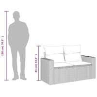 Tuinbank 2-zits met kussens poly rattan bruin - thumbnail