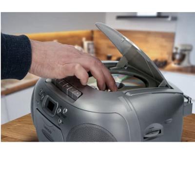 Lenco Portable FM Radio CD- Cassette player Silver - SCD-420SI