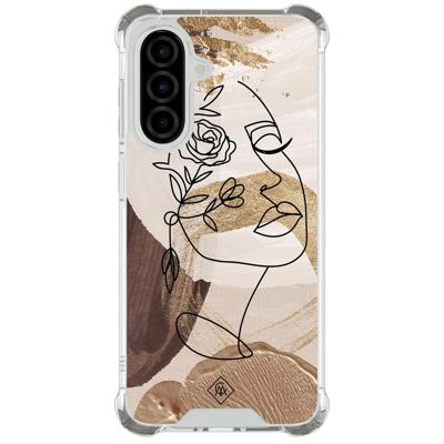 Samsung Galaxy A57 shockproof hoesje - Abstract gezicht bruin