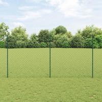VidaXL Hek met paal groen 1,6 x 10 m staal en pvc - thumbnail