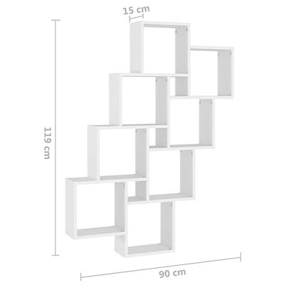 VidaXL Wandschap kubus 90x15x119 cm bewerkt hout wit