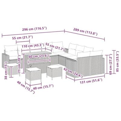 Tuinbankenset 14 pcs Beige poly rattan