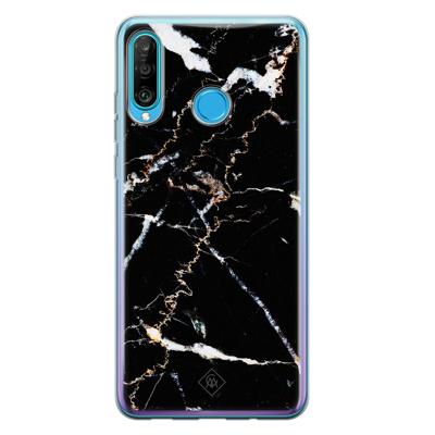 Huawei P30 Lite siliconen hoesje - Marmer zwart