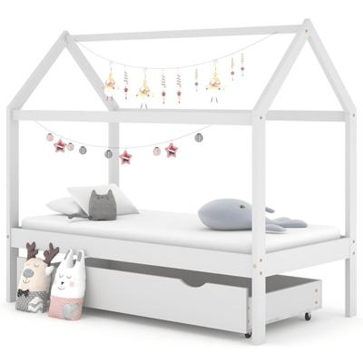 Kinderbedframe met lade massief grenenhout wit 80x160 cm Kinderbedframe met lade massief grenenhout wit 80x160 cm