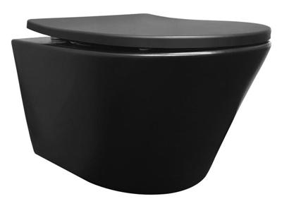 Wandcloset Wiesbaden Vesta Rimless 52 cm Mat Zwart (Incl. zitting)