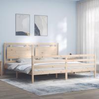 Bedframe met hoofdbord massief hout 200x200 cm - thumbnail