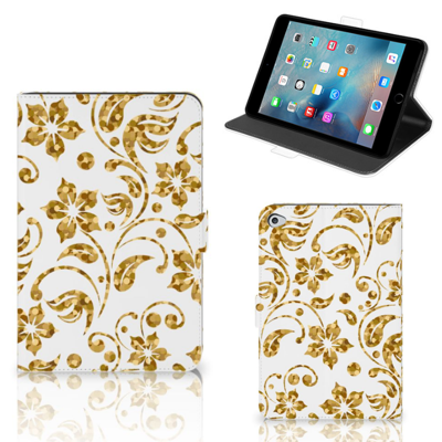 Apple iPad Mini 5 Tablet Cover Gouden Bloemen