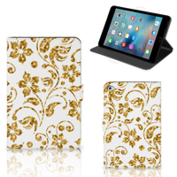 Apple iPad Mini 5 Tablet Cover Gouden Bloemen - thumbnail
