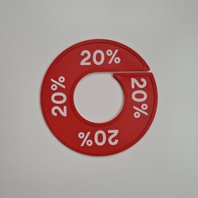 Maatring 9 cm rood/wit 20%