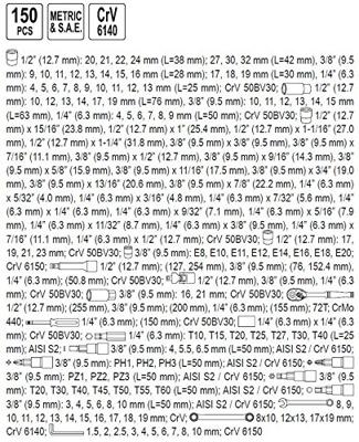 Yato YT-38811 ratel Dopsleutelset 150 stuk(s)
