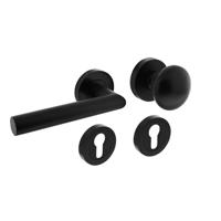 Wisselgarnituur links 1693 Bastian op rond rozet 7mm nokken met profielcilindergat plaatjes zwart - thumbnail