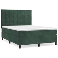 Boxspring met matras fluweel donkergroen 140x190 cm - thumbnail