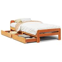 Bedframe zonder matras massief grenenhout wasbruin 75x190 cm - thumbnail
