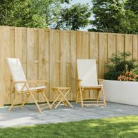 3-delige Bistroset inklapbaar met kussens bamboe crèmewit - thumbnail