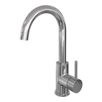 Brauer Chrome Carving Hoge Opbouw Wastafelmengkraan met Draaibare Ronde Uitloop Model A Chroom