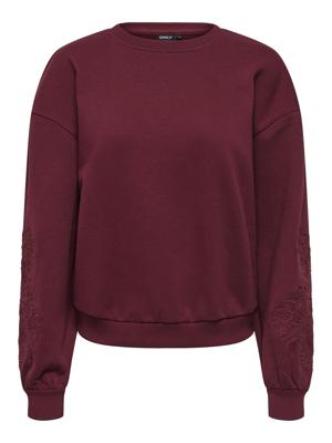 Only Onlbrooklyn L/s Embroidery Box Swt Sweater Cabernet Boho Flowers