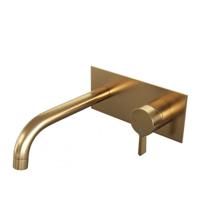 Brauer Gold Edition Wastafelmengkraan inbouw - gebogen uitloop links - hendel middel dik - afdekplaat - model E 1 - PVD - geborsteld goud 5-GG-004-B1 - thumbnail