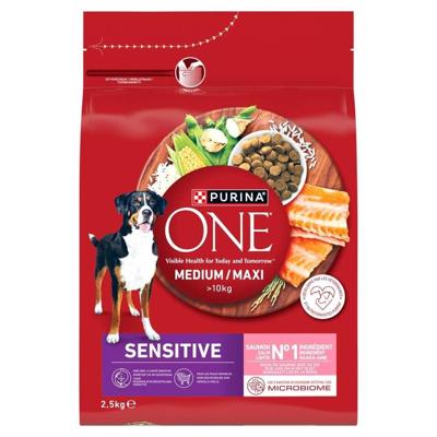 PURINA One Adult Medium/Maxi Sensitive Rich in salmon with rice - droog hondenvoer - 2,5kg