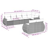 8-delige Loungeset met kussens poly rattan beige - thumbnail