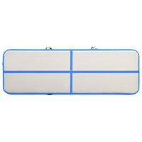 VidaXL Gymnastiekmat met pomp opblaasbaar 300x100x20 cm pvc blauw - thumbnail