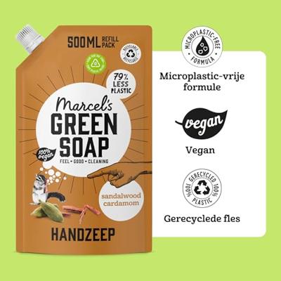 Marcel&apos;s Green Soap Handzeep sandelhout & kardemom 500ml navulzak - thumbnail
