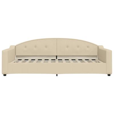 Slaapbank met matras 100x200 cm stof crèmekleurig - thumbnail