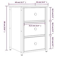 Nachtkastje 40x36x60 cm bewerkt hout zwart - thumbnail