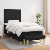 Boxspring met matras stof zwart 90x190 cm - thumbnail